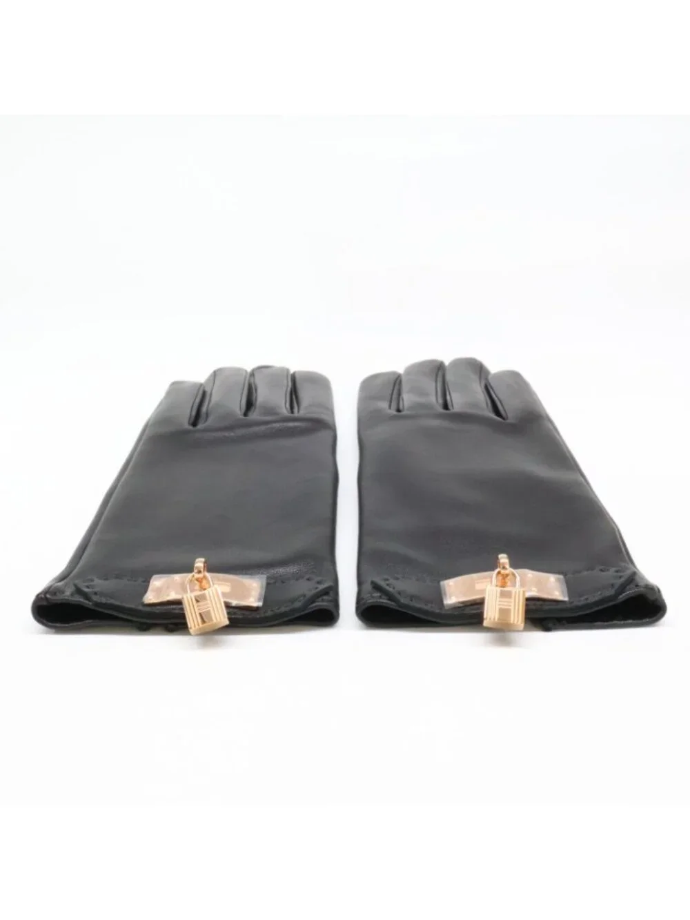 Hermes New Lambskin Lining Silk Soya Kelly Gloves 7.5